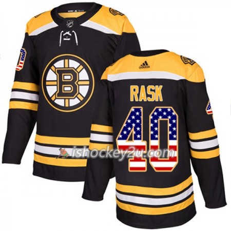 Mænd NHL Boston Bruins Trøje Tuukka Rask 40 Adidas 2017-2018 Sort USA Flag Fashion Authentic